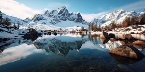 Pristine Alpine Lake Reflection