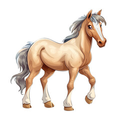 Obraz premium Cute cartoon horse. Animal clipart illustration. Generative AI
