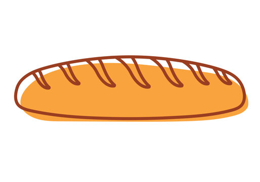 Baguette Icon Vector Illustration for French Bread Doodle