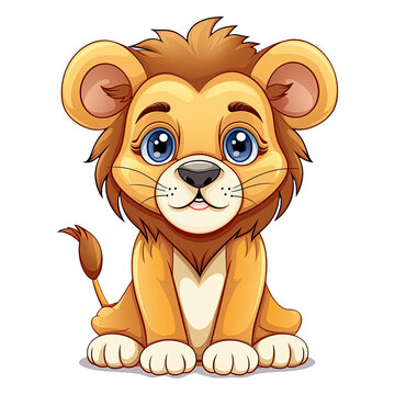 Cute cartoon lion. Animal clipart illustration. Generative AI