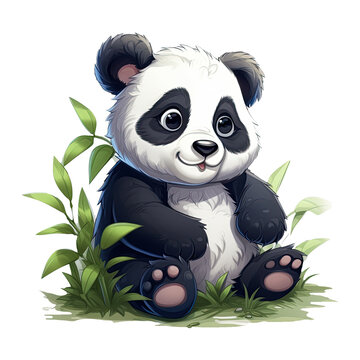 Cute cartoon panda. Animal clipart illustration. Generative AI