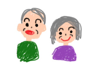 子どもが描いたような祖父母の似顔絵