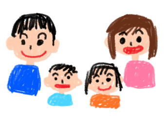 子どもが描いたような家族の似顔絵