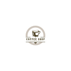 Retro logo concept of a coffee cup in soft brown color suitable for your business company icon or emblem