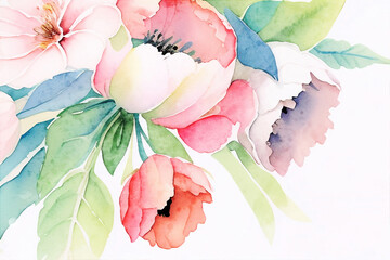 Beautiful colorful watercolor floral illustration