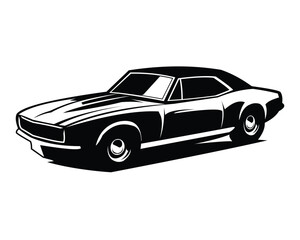Naklejka premium premium old camaro car vector design. simple design view from side isolated white background. Best for logo, badge, emblem, icon, sticker design, car industry. available in eps 10.
