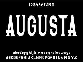 AUGUSTA, Modern condensed elegant and stencil sans serif display font vector.