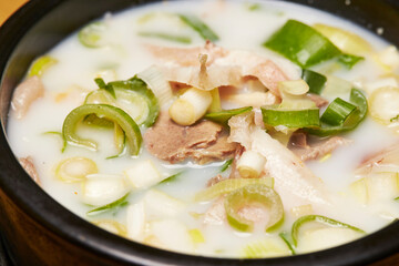 Boiling soup in a pot