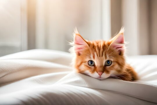 kitten in the bed  generated by AI tool 
