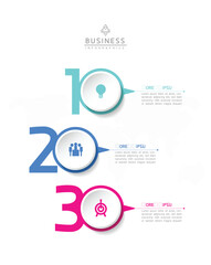 Vector infographic business presentation template with circular interconnection with 3 options.