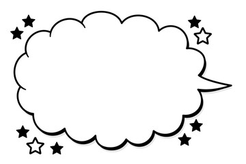 星をあしらった雲形の吹き出し（横方向、右向き）