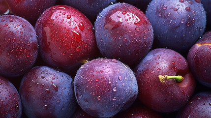 plum background collection of healthy food fruit and vegetables, natural background of fresh sweet plum representing concept of organic fruit, healthy eating, fresh ingredient