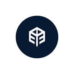 simple symmetrical emblem patch cube logo vector illustration template design