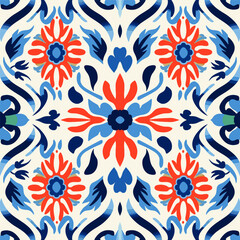 Uzbek floral motif ethnic ikat pattern beautiful background art.