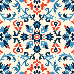Fototapeta na wymiar Uzbek floral motif ethnic ikat pattern beautiful background art.