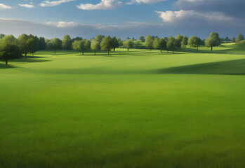 Illustration green grassy park field outdoors concept generated by ai