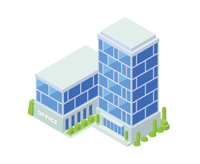 Fototapeta premium Vector illustration of flat isometric building, office or apartment city illustration element