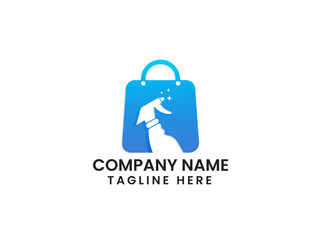 Spray bottle shop logo design. Spray cleaning shop logo. Shop. Market. Bag spray bottle. Premium. Finance. Business. Modern