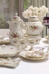 Classic rose collection. Rosenthal group germany vintage tea sets with embossed patterns and roses