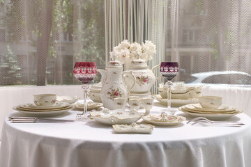 Classic rose collection. Rosenthal group germany vintage tea sets with embossed patterns and roses