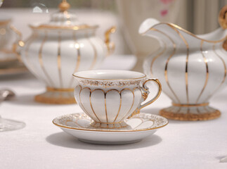 Antique tea set with 24 carat gold in perfect condition. Meissenfaktura Meissen.
