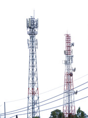 telecommunication tower with antennas. mobile phone tower on transparent background (png)