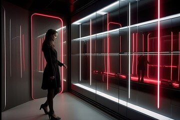 Fototapeta na wymiar Stunning and atmospheric 3D virtual dressing room. Generative AI