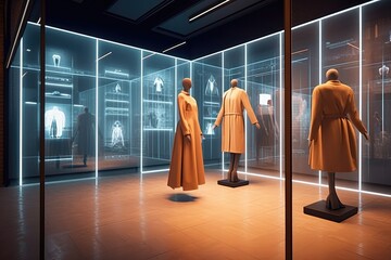 Stunning and atmospheric 3D virtual dressing room. Generative AI