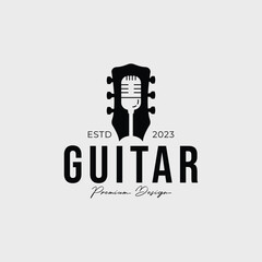 guitar headstock for music logo or podcast symbol vector illustration design
