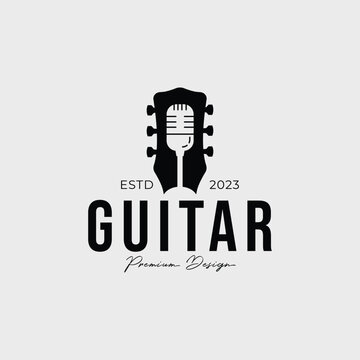 guitar headstock for music logo or podcast symbol vector illustration design