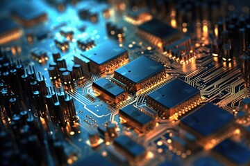 Obraz premium Fantastic CPU of the future background. Generative AI