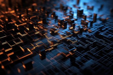 Fototapeta premium Fantastic CPU of the future background. Generative AI