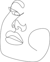 Continuous line drawing of faces and hairstyles set, fashion concept, woman beauty minimalist, vector