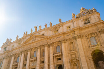 Fototapeta na wymiar Facade of St. Peter's Basilica in the Vatican, Rome, Italy