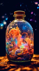 a bottle with a galaxy and a bottle with a bottle inside