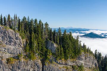 Drone shot of High Rock Lookout in Ashford, Washington