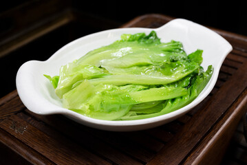 Fried cabbage,healthy and light diet,Cantonese breakfast,Guangdong,China,indoor shot, close-up