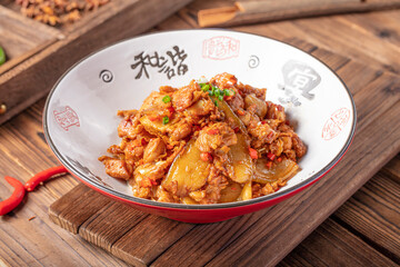 Home cooking in Hunan, China, special Chinese food, indoor shot, close-up, Hunan food(Translation: test mean 