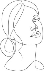 Woman face continuous line drawing. Woman Line art vector. Abstract minimal woman portrait. Logo, icon, label. Salon logo