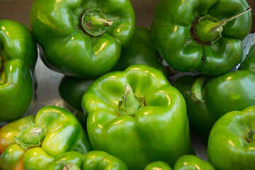 Fototapeta na wymiar Bell peppers displayed in a market stall