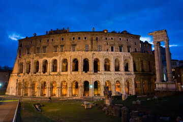 Fototapeta na wymiar The ancient theater Marcello, night view. Rome, Italy