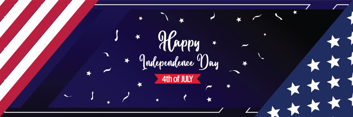 happy american independence day background, with flag decoration. vector design for banner, greeting card, brochure, web, social media.