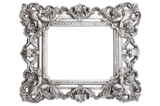 antique silver picture frame  isolated on white