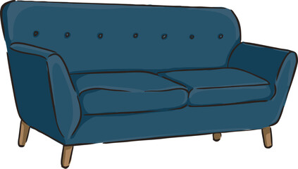 A sketch of a sofa in dark color. Vector illustration