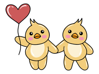 Chicks Cute Animal Cartoon Illustration