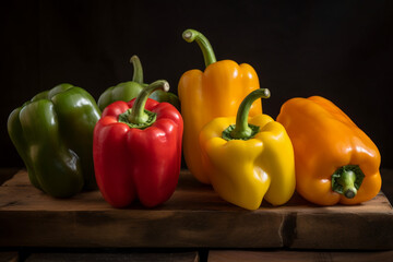 bell pepper on wood table