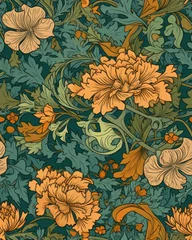 Badezimmer Foto Rückwand Seamless pattern with beautiful flowers in neutral pastel colors, generative ai © Henryzoom