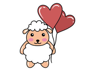 Sheep Cartoon Cute for Valentines Day