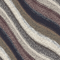 Rug seamless texture with waves pattern, ethnic fabric, grunge background, boho style pattern, 3d illustration - 618038569