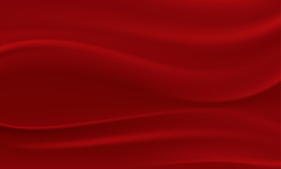 vector red silk folded fabric background, luxury textile